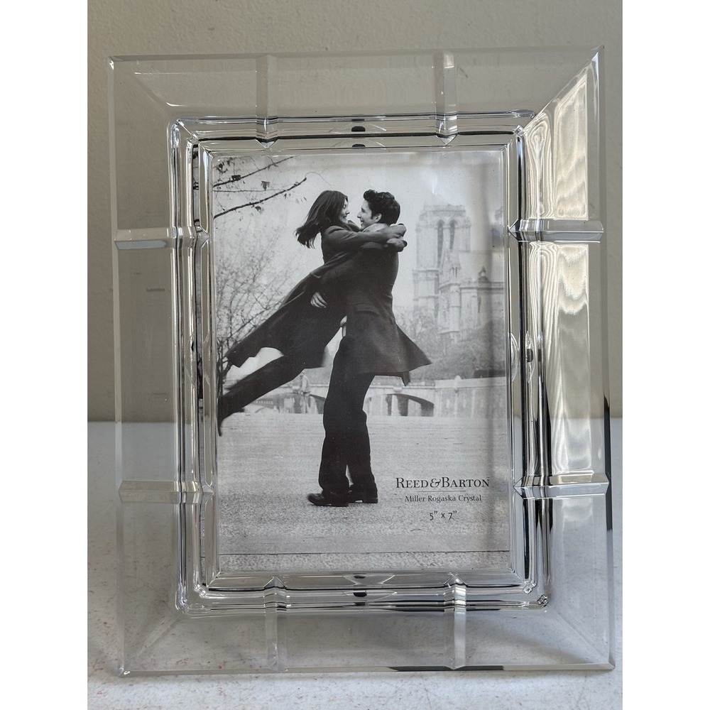 Reed & Barton Miller Rogaska Crystal Picture Frame Fits 5x7 Photo. Great Gift.